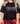 black t-shirt with Christmas-themed text and lights