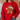 A person wearing a bright red crewneck sweatshirt with a large gingerbread cookie graphic wearing a leopard-print Santa hat and glasses on the front, paired with blue jeans.
