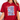 Red t-shirt with American flag design and text on a plain background