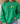 A person wearing a bright green crewneck sweatshirt with a graphic of four cartoon sports characters walking across the chest, paired with light blue jeans in a home setting.